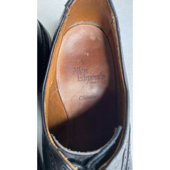 ALLEN EDMONDS PLAYER\'S SHOE MEN\'S BLACK LEATHER WINGTIP OXFORDS SIZE 10 D main image 8